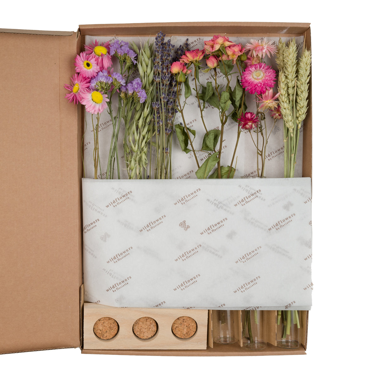 Trockenblumen Geschenkbox mit Vasen Lana - rosa
