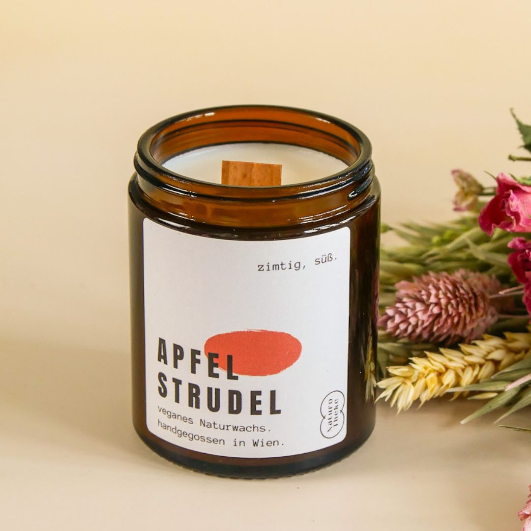 Apfelstrudel (früher Apfelkuchen) Kerze im Tiegel + Geschenkbox