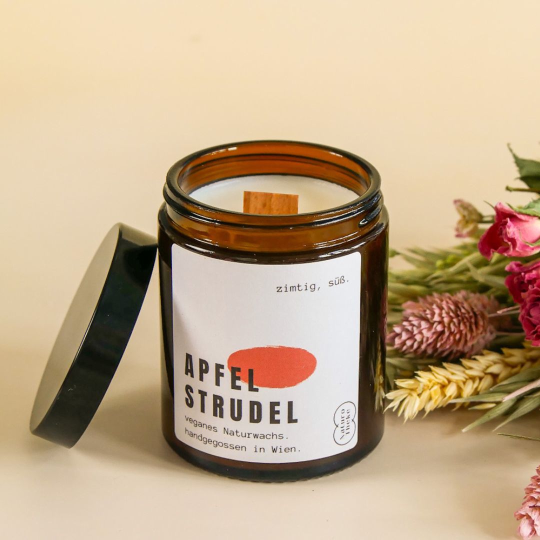 Apfelstrudel (früher Apfelkuchen) Kerze im Tiegel + Geschenkbox