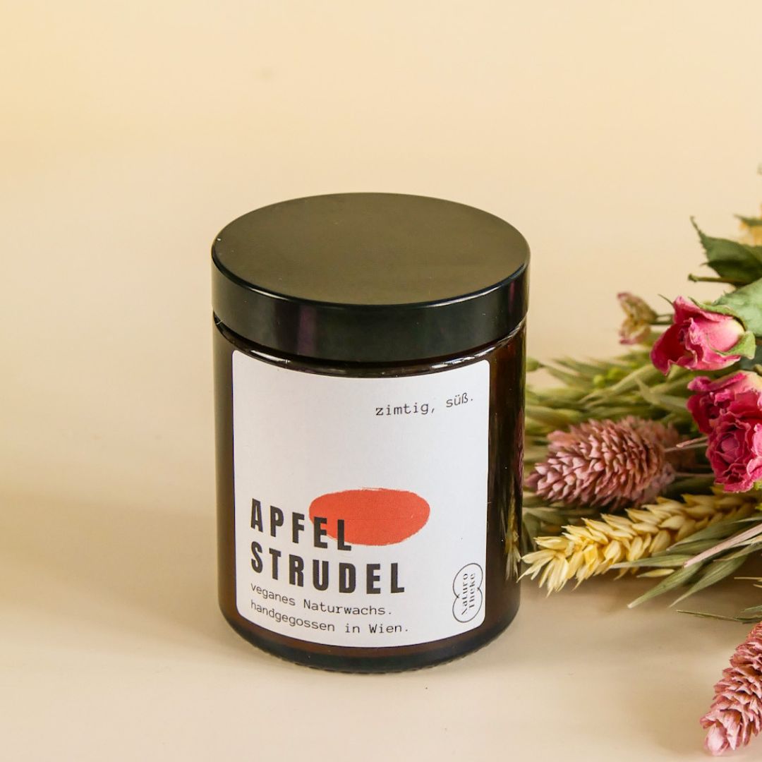Apfelstrudel (früher Apfelkuchen) Kerze im Tiegel + Geschenkbox