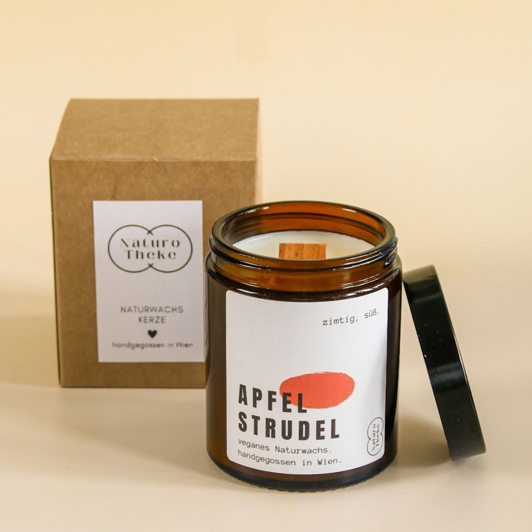 Apfelstrudel (früher Apfelkuchen) Kerze im Tiegel + Geschenkbox