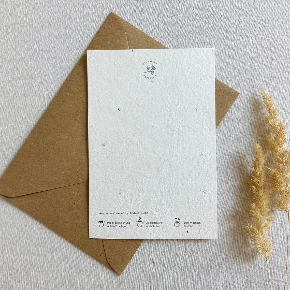 Einpflanzbare Karte aus handgemachtem Saatpapier | Herz Danke