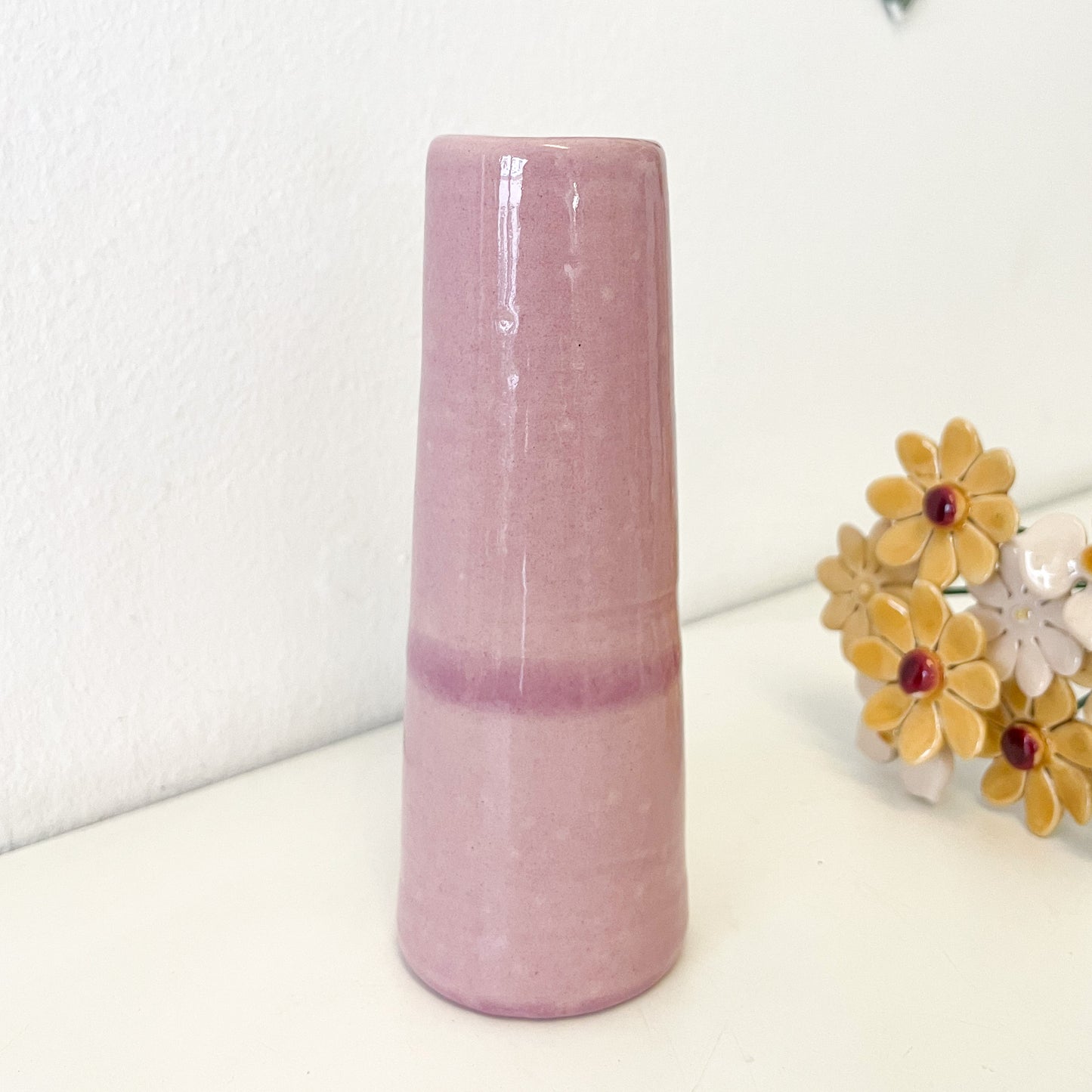 Handgemachte Keramik Vase schmal rosa