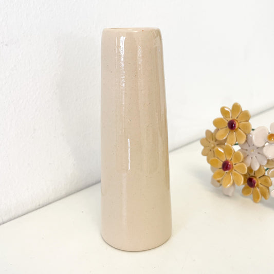 Handgemachte Keramik Vase schmal creme