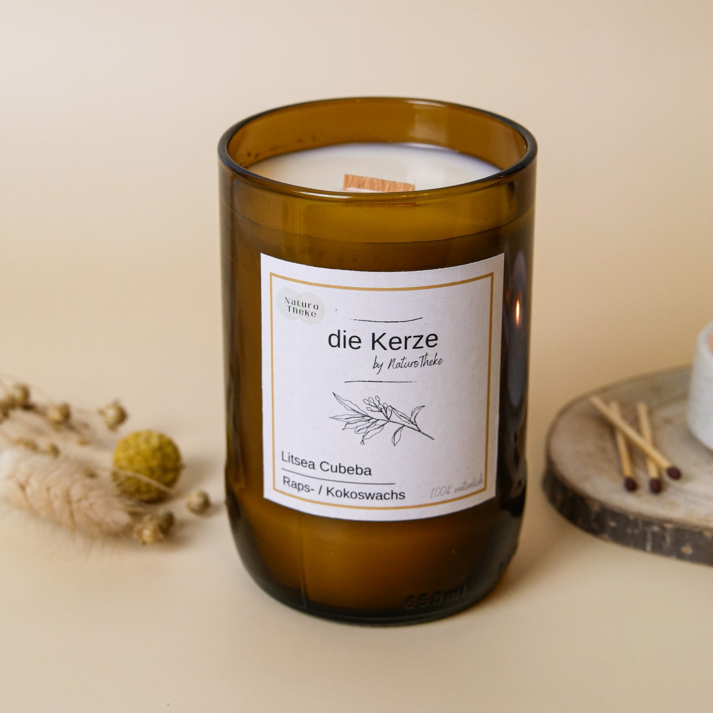 Kerze in Weinflasche - Litsea Cubeba