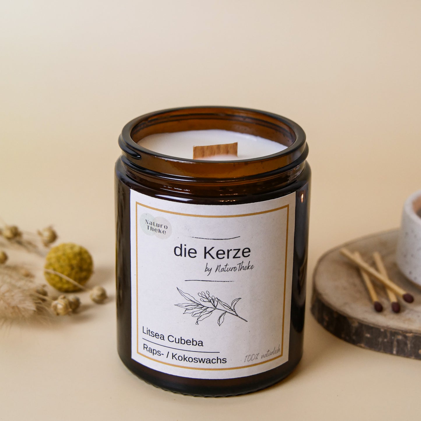 Kerze im Tiegel + Geschenkbox - Litsea Cubeba