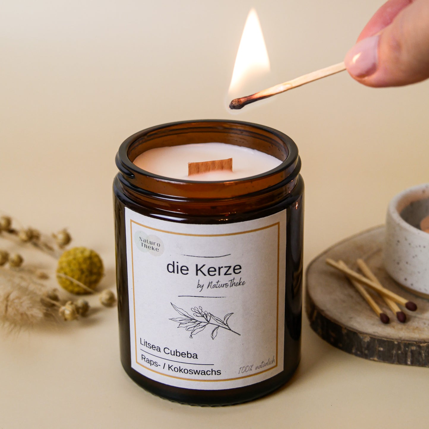 Kerze im Tiegel + Geschenkbox - Litsea Cubeba