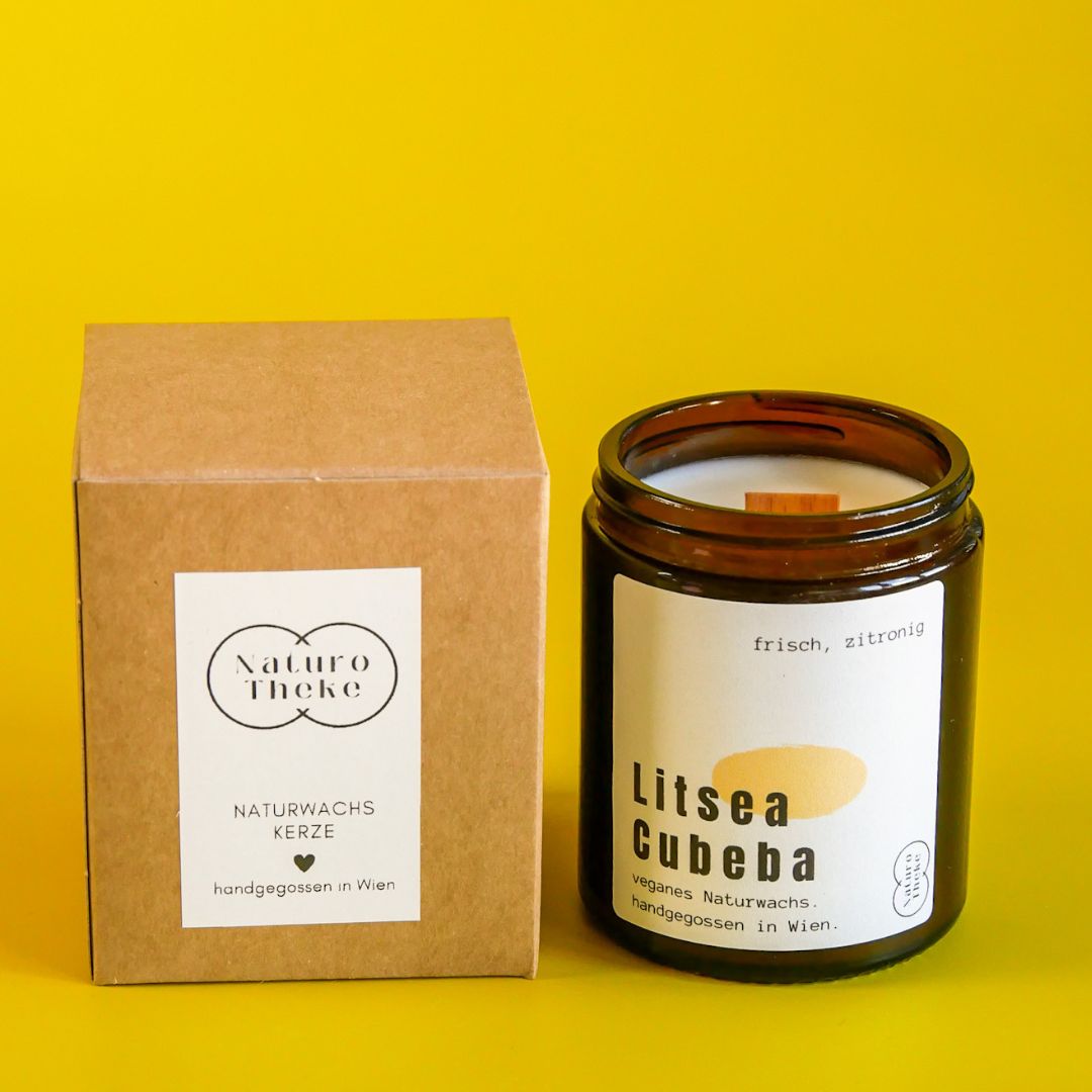 Kerze im Tiegel + Geschenkbox - Litsea Cubeba