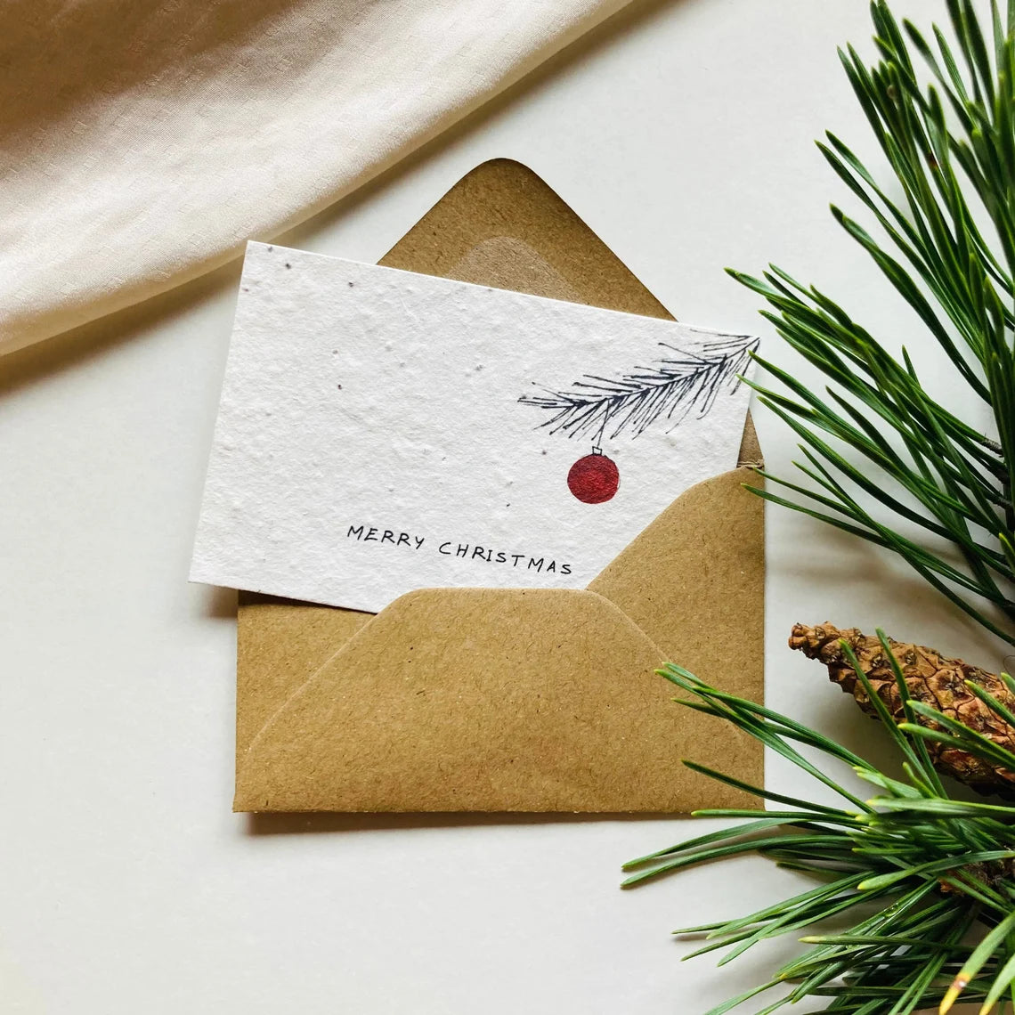Einpflanzbare Karte aus handgemachtem Saatpapier | Merry Christmas