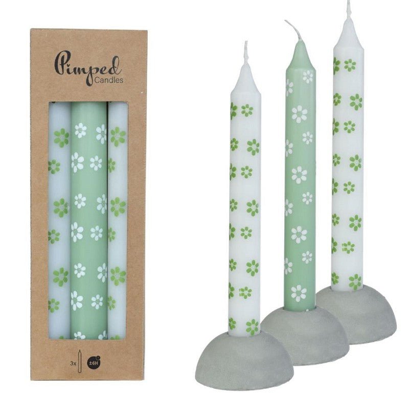 Stabkerzen (3er Set) - Blümchen Muttertagsspecial