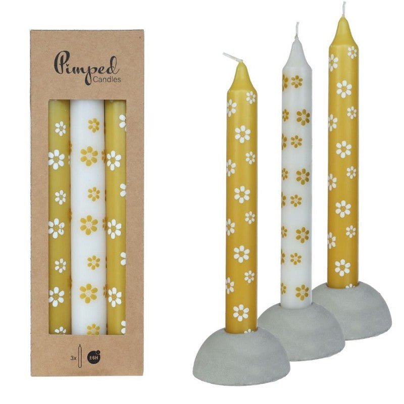 Stabkerzen (3er Set) - Blümchen Muttertagsspecial
