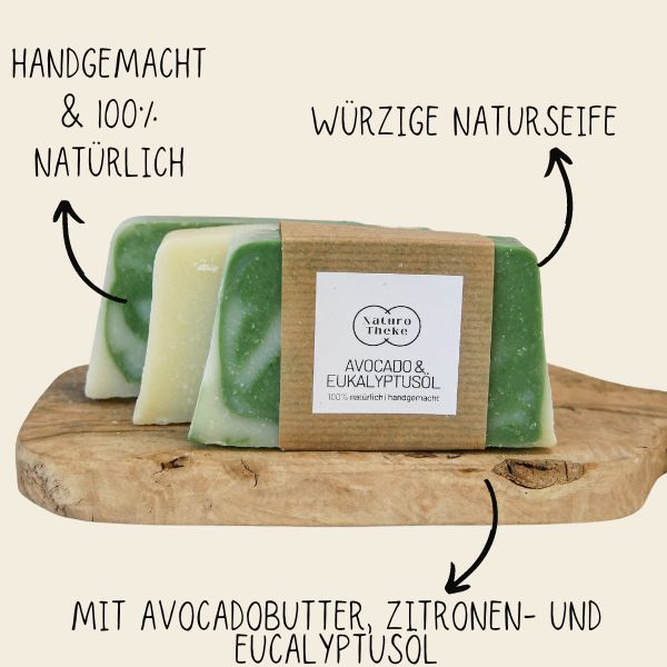 Avocado und Eukalyptusöl Naturseife