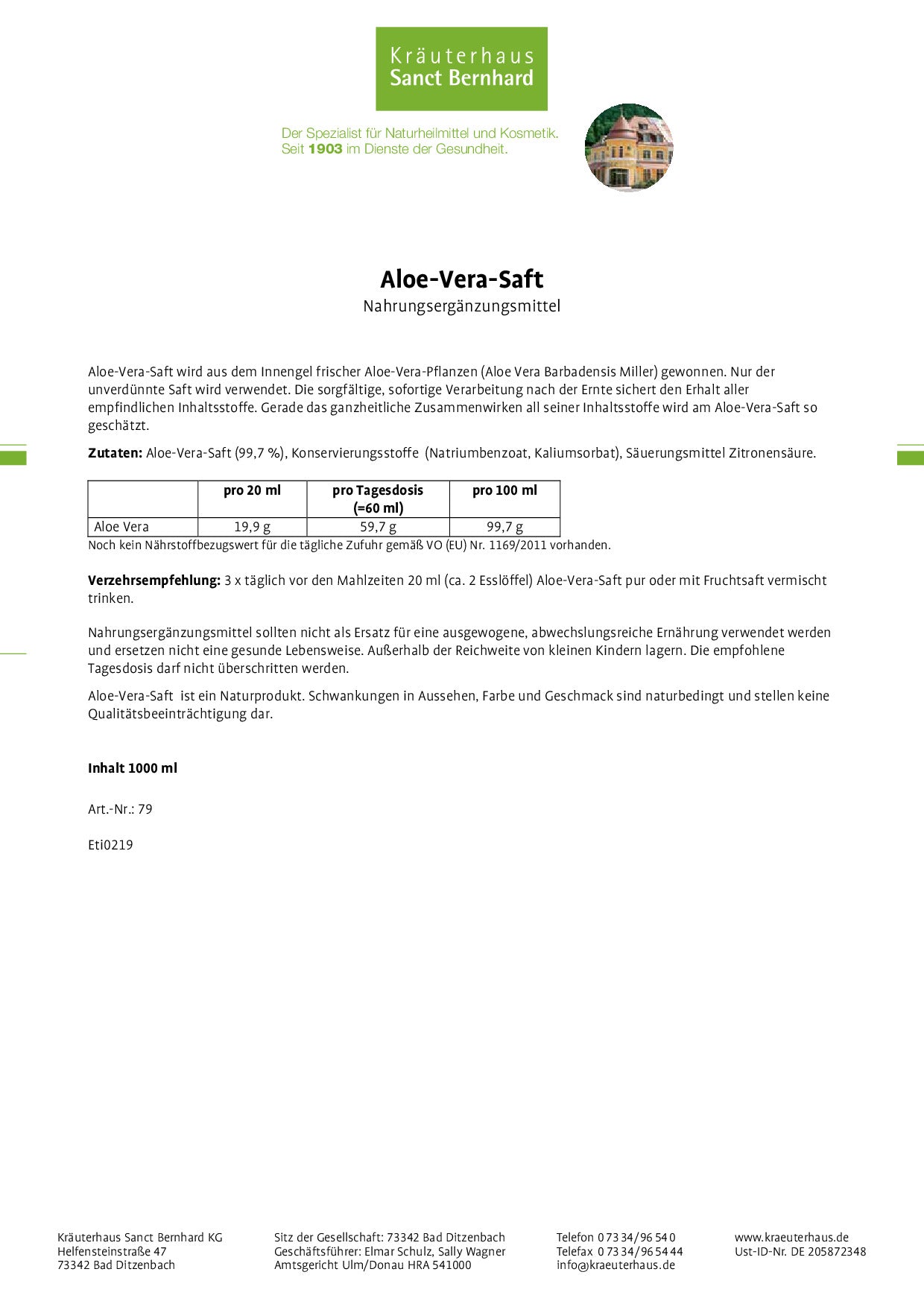 Aloe Vera Saft