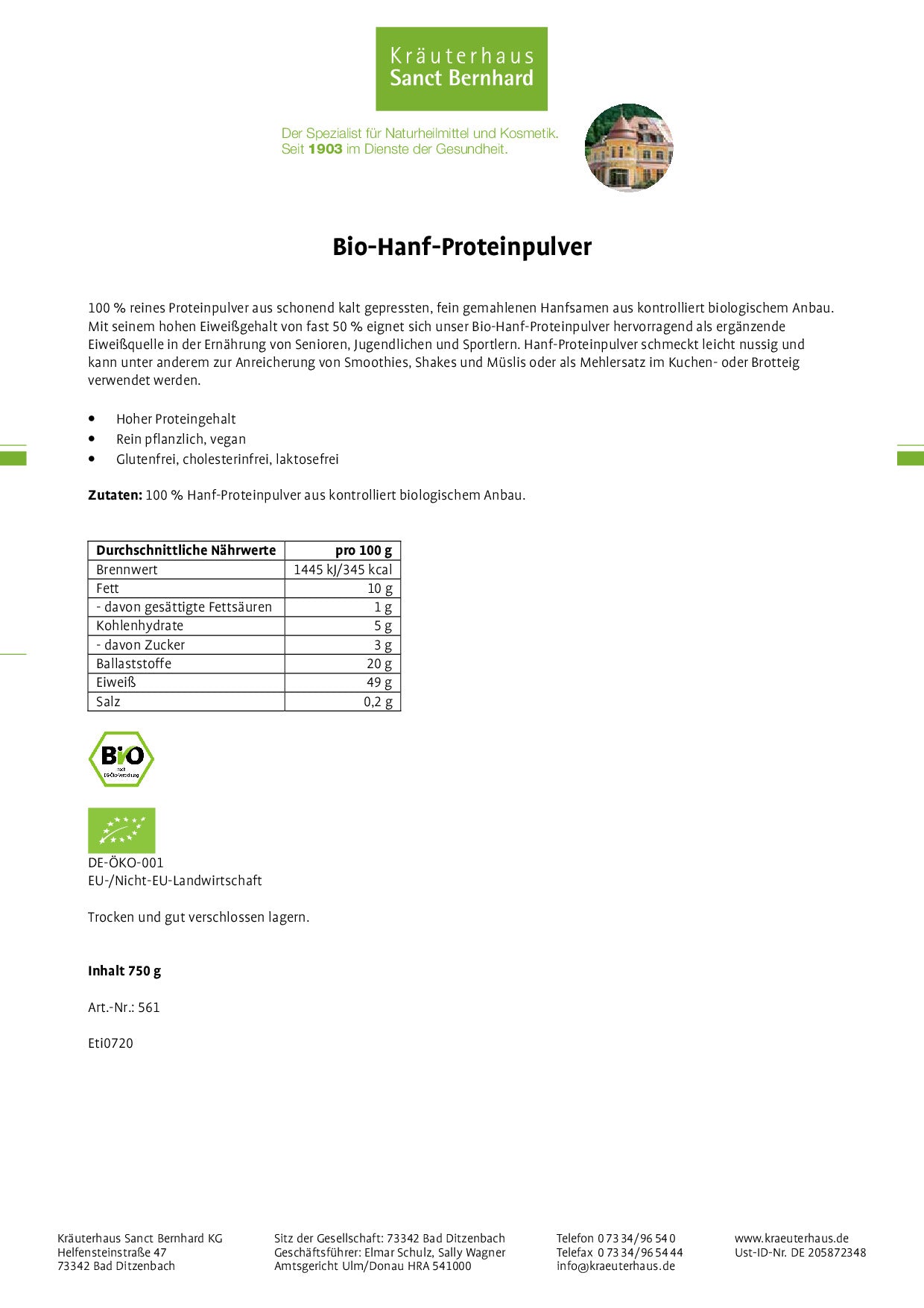Bio Hanfprotein