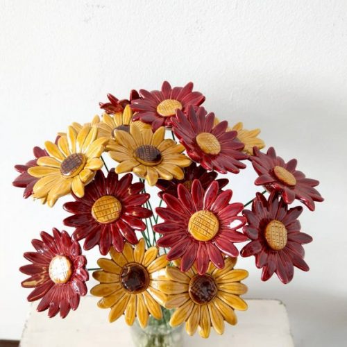 Keramik Sonnenblume rot handgemacht