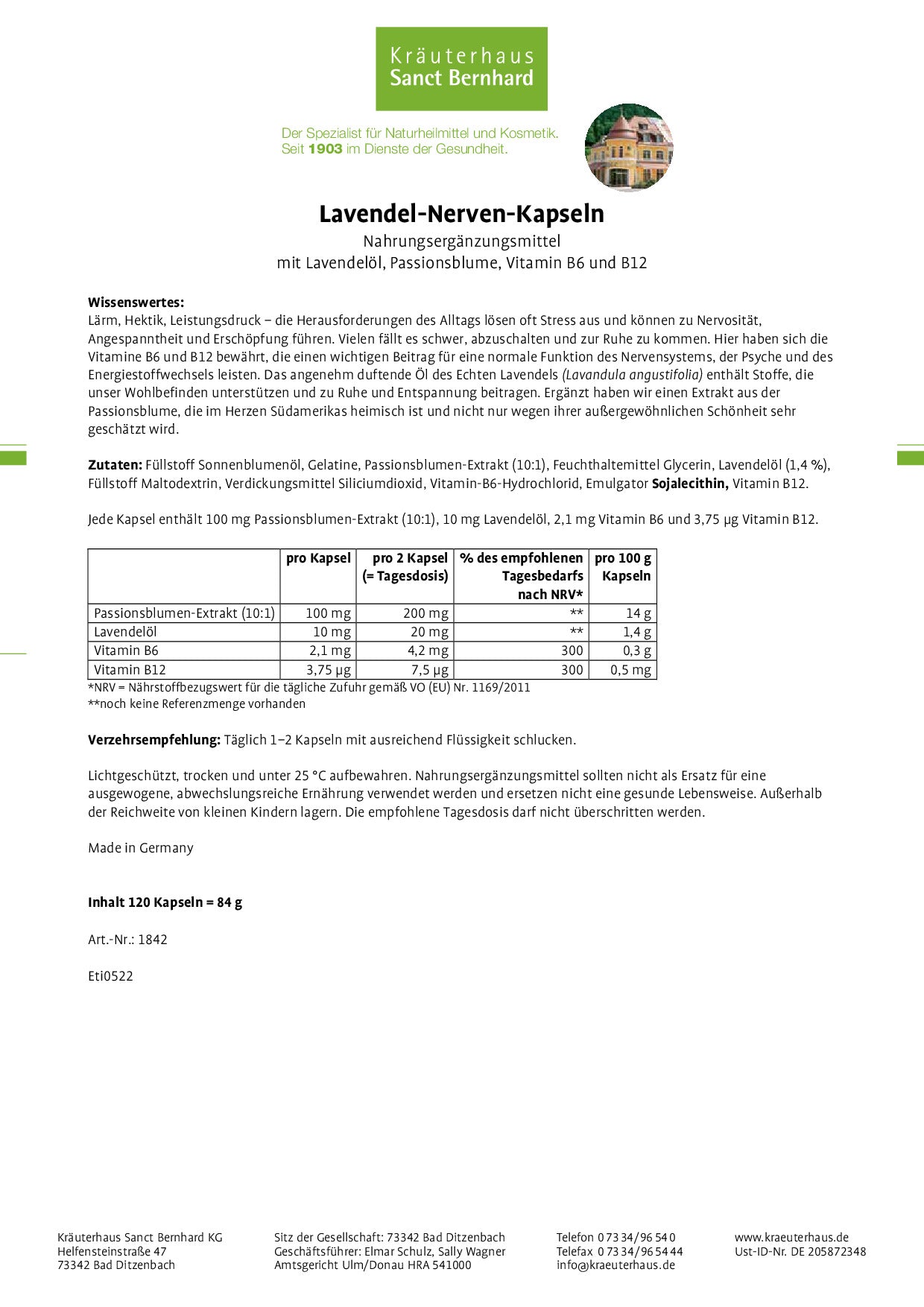 Lavendel Nerven Kapseln