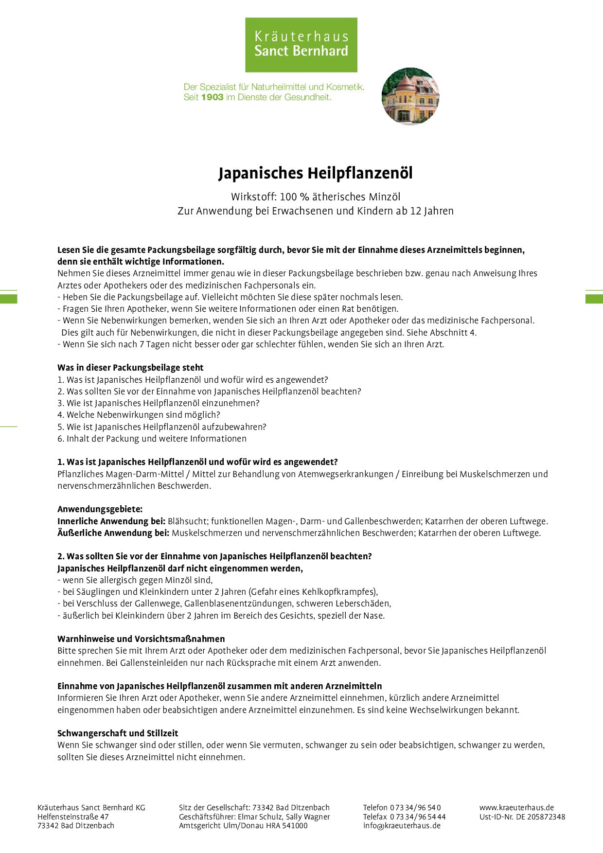Japanisches Heilpflanzenöl Minzöl