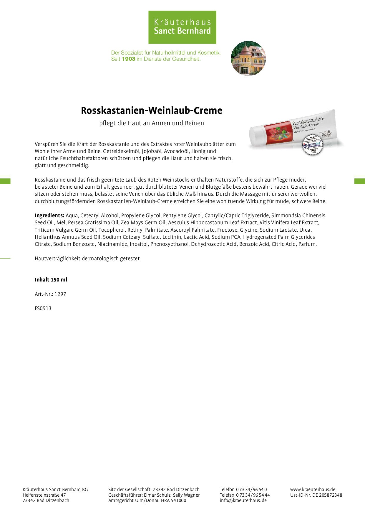 Rosskastanien-Weinlaub-Creme