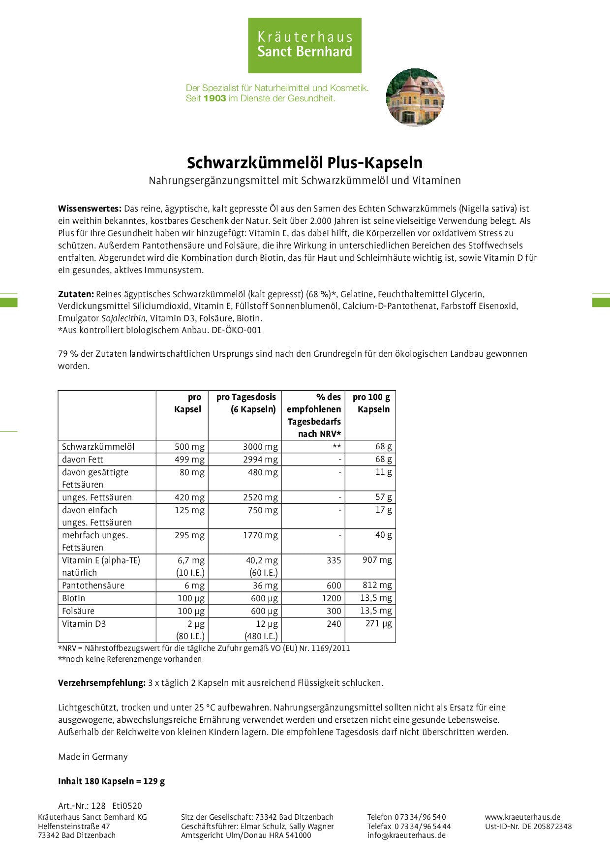 Schwarzkümmelöl Kapseln