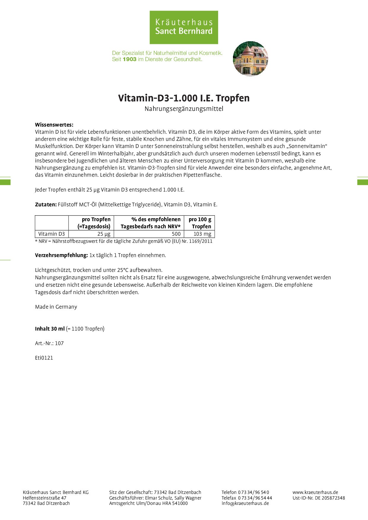 Vitamin D3 Tropfen