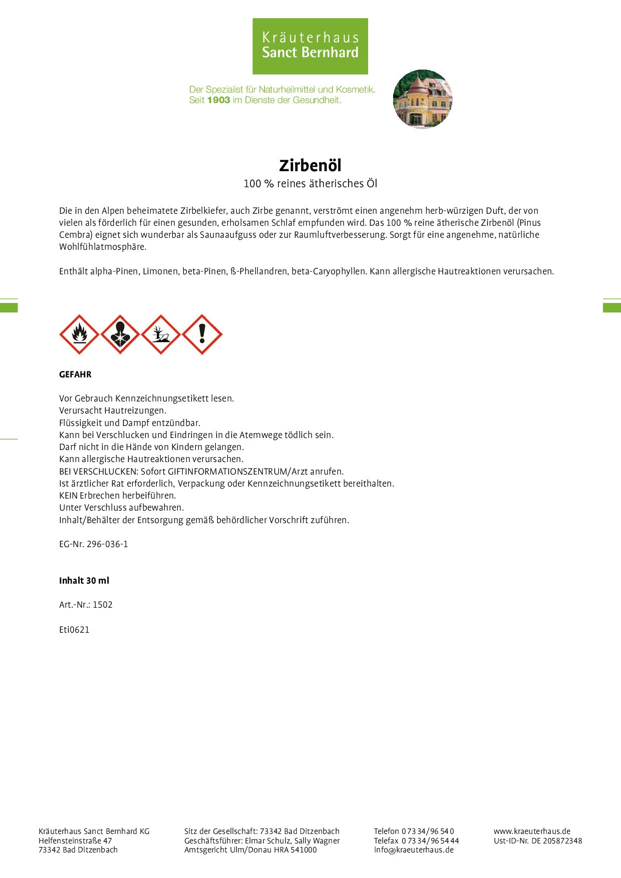 Zirbe ätherisches Öl