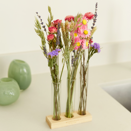 Trockenblumen Geschenkbox mit Vasen Lana - rosa