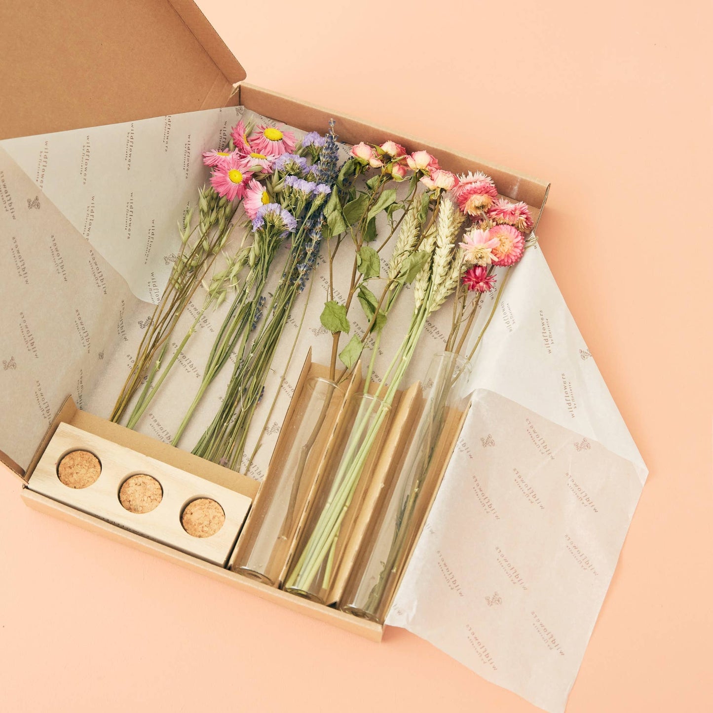 Trockenblumen Geschenkbox mit Vasen Lana - rosa