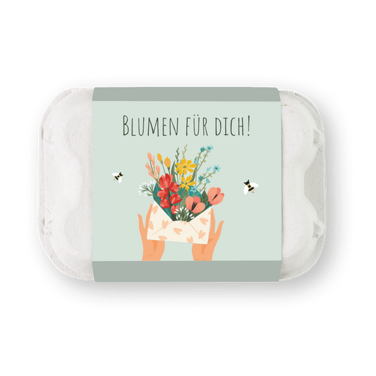 Eierschachtel mit Samenkugeln - Blumen für dich