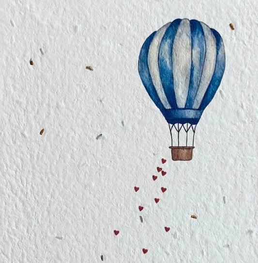 Einpflanzbare Karte aus handgemachtem Saatpapier | Alles Liebe zur Hochzeit Ballon