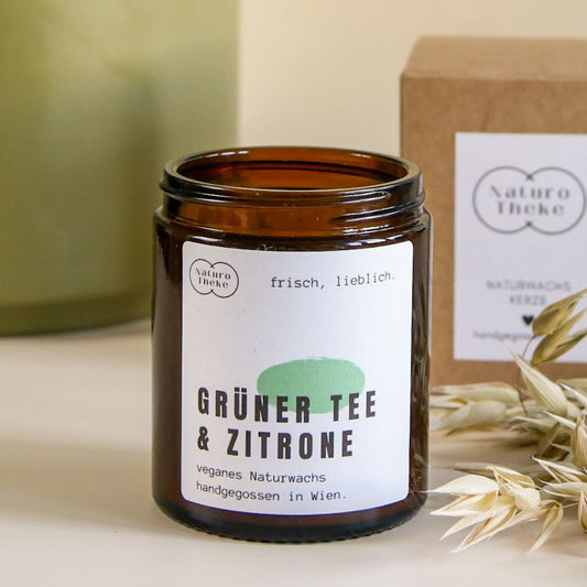 Grüner Tee Kerze im Tiegel + Geschenkbox