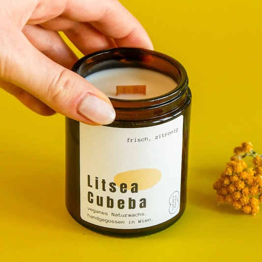 Kerze im Tiegel + Geschenkbox - Litsea Cubeba