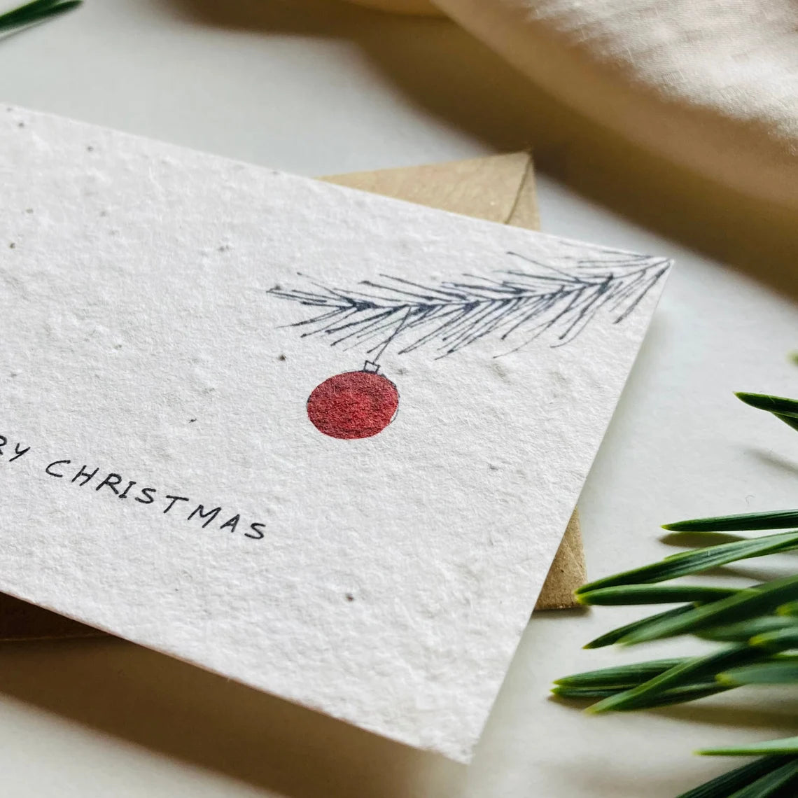 Einpflanzbare Karte aus handgemachtem Saatpapier | Merry Christmas
