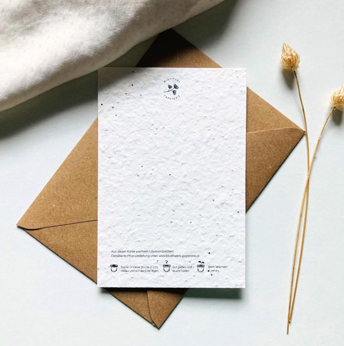 Einpflanzbare Karte aus handgemachtem Saatpapier | Danke für alles, Mama Igel