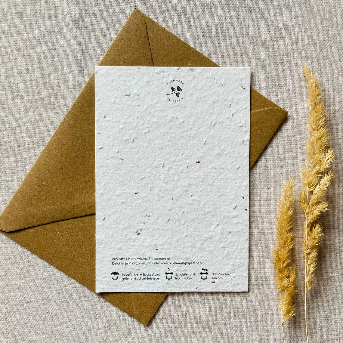 Einpflanzbare Karte aus handgemachtem Saatpapier | Ich liebe dich Herz