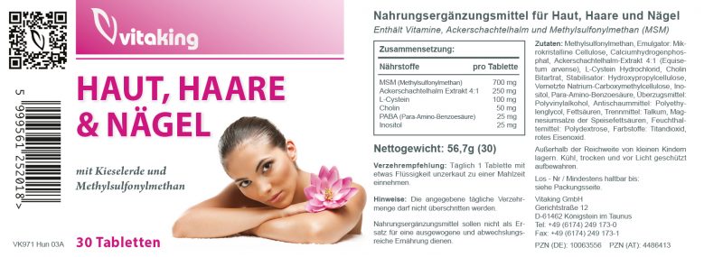 Haut, Haare und Nägel Nahrungsergänzungsmittel